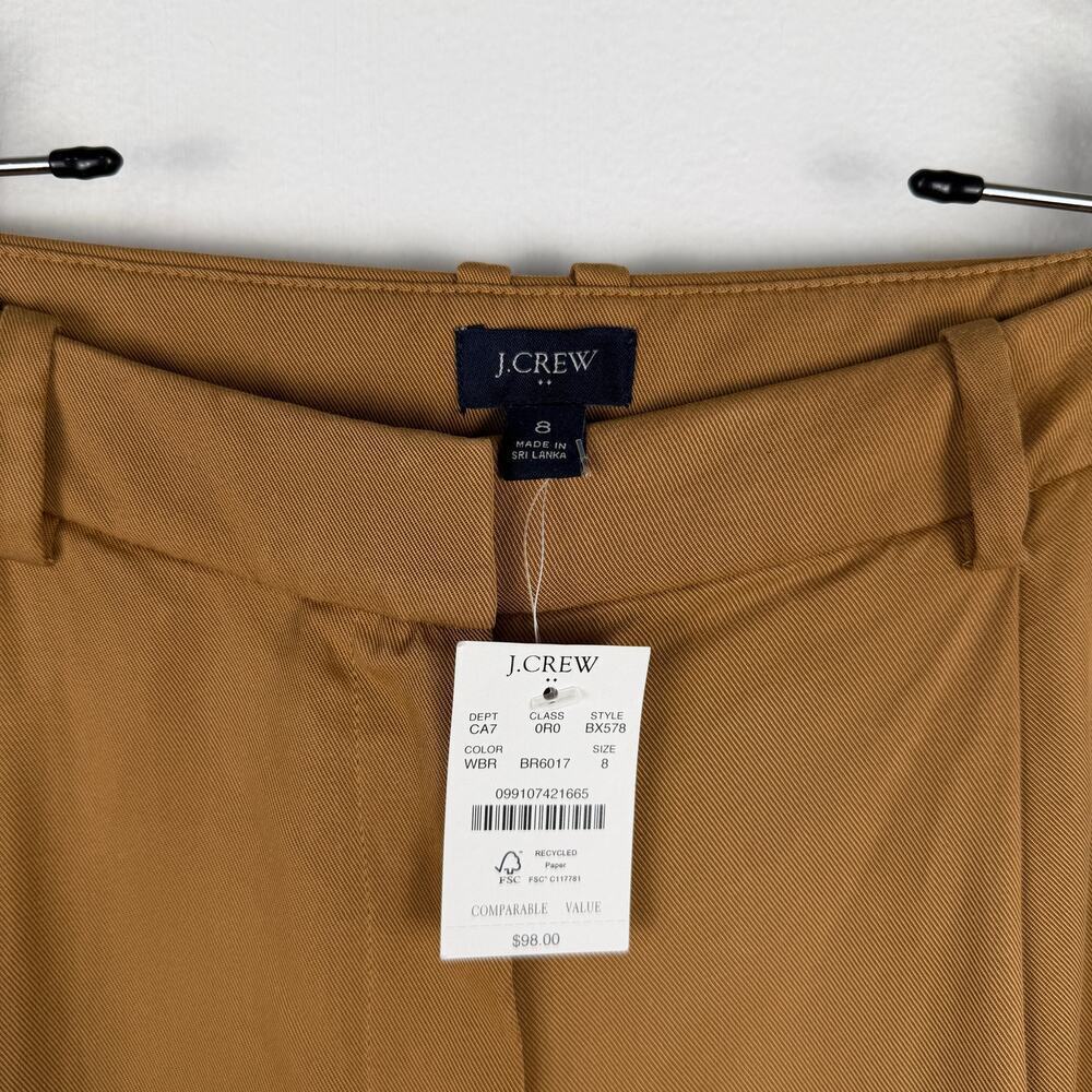 J. Crew Tan Brown Wide-leg pleated twill trouser pants Tencel Lyocell Women's 8 - Picture 5 of 10
